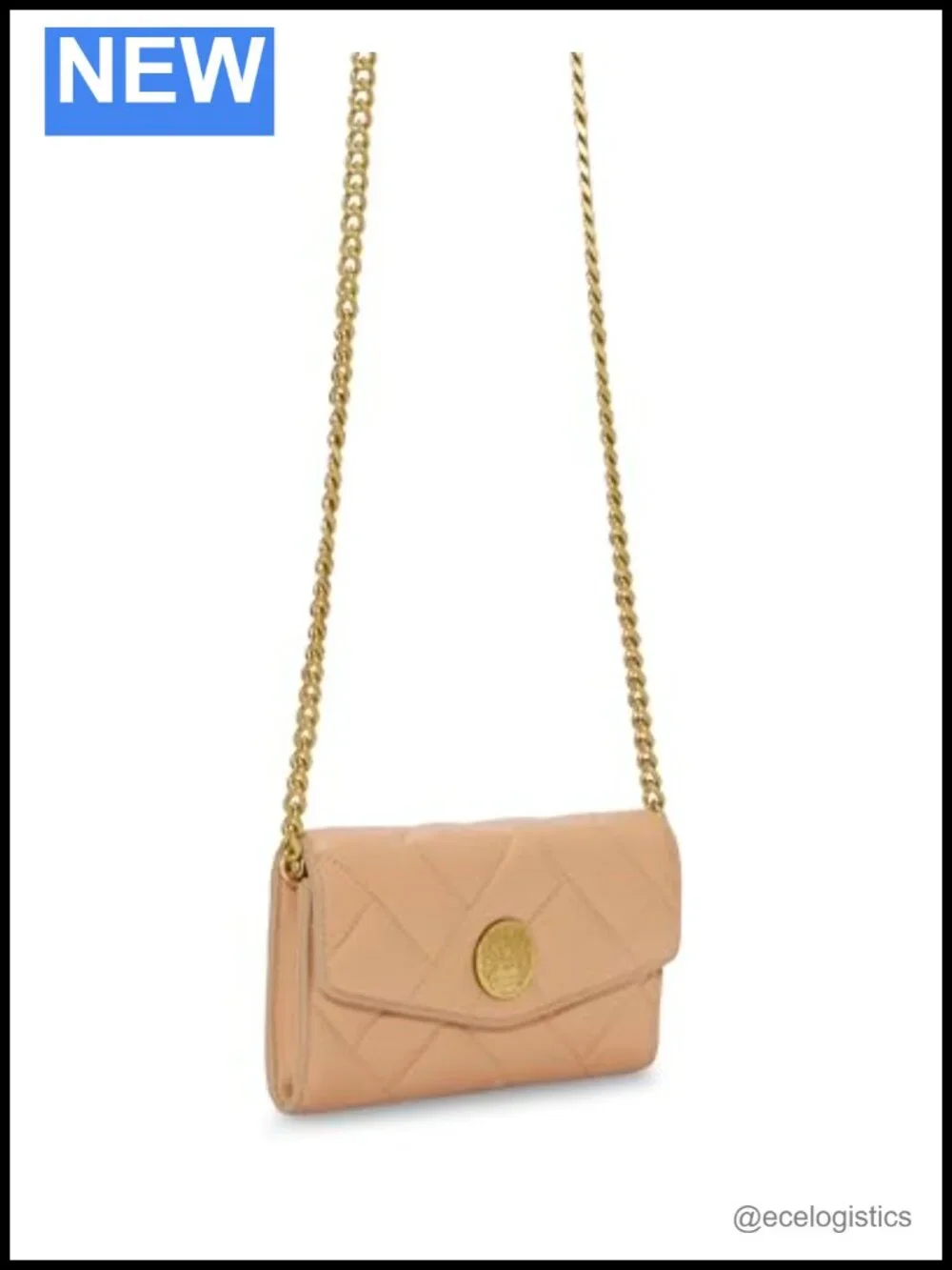 Leather Magnetic Closure WOC Wallet Chain Strap Satchel